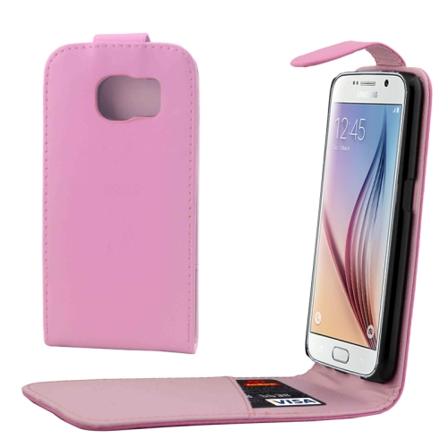 

For Galaxy S6 / G920 Colorful Vertical Flip Magnetic Button Leather Case (Pink)