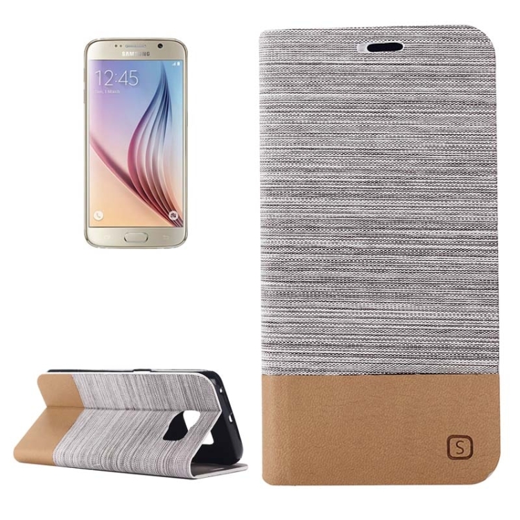 

For Galaxy S6 Horizontal Flip Canvas Leather Case with Card Slot & Holder (Gray)