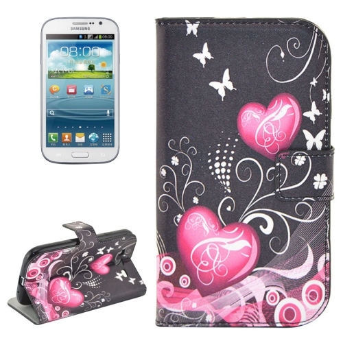 

Heart Pattern Flip Leather Case with Holder & Card Slots for Galaxy Grand Duos / i9082, Neo Plus / i9060