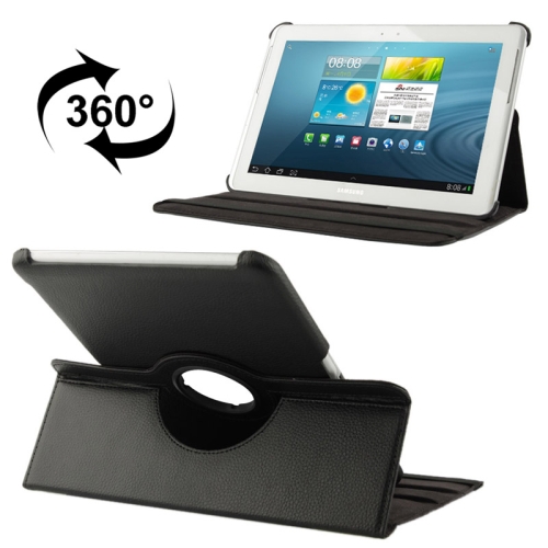 

360 Degree Rotatable Litchi Texture Leather Case with Holder for Galaxy Tab 2 (10.1) / P5100(Black)