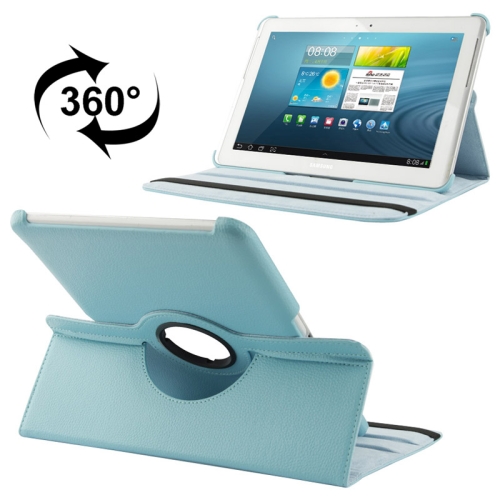 

360 Degree Rotatable Litchi Texture Leather Case with Holder for Galaxy Tab 2 (10.1) / P5100(Blue)
