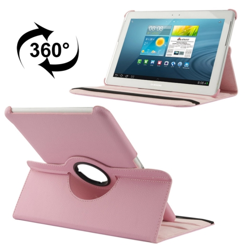 

360 Degree Rotatable Litchi Texture Leather Case with Holder for Galaxy Tab 2 (10.1) / P5100(Pink)