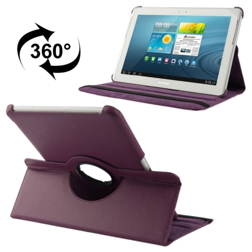 

360 Degree Rotatable Litchi Texture Leather Case with Holder for Galaxy Tab 2 (10.1) / P5100(Purple)
