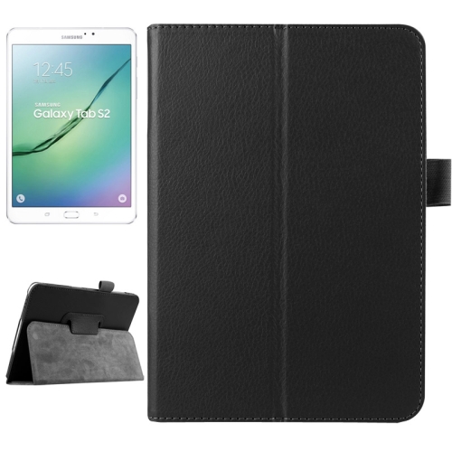 

Litchi Texture Horizontal Flip Solid Color Smart Leather Case with Two-folding Holder & Sleep / Wake-up Function for Galaxy Tab S2 8.0 / T715(Black)