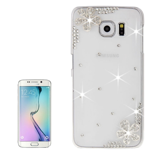 

For Galaxy S6 Edge / G925 Transparent Diamond Encrusted Flower Pattern Protective Case