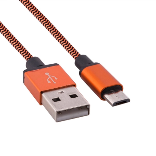 

1m Woven Style Micro USB to USB 2.0 Data / Charger Cable, For Samsung, HTC, Sony, Lenovo, Huawei, and other Smartphones(Orange)