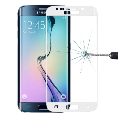 

0.3mm 9H Surface Hardness 3D Explosion-proof Colorized Electroplating Tempered Glass Full Screen Film for Galaxy S6 edge(White)
