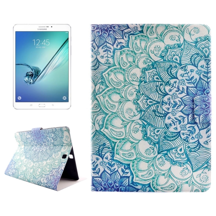

Flower Drawing Pattern Horizontal Flip PC + PU Leather Case with Holder & Card Slots for Galaxy Tab S2 8.0 / T715