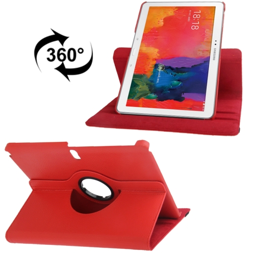 

360 Degree Rotatable Litchi Texture Leather Case with 2-angle Viewing Holder for Galaxy Tab Pro 10.1 / T520 (Scarlet Red)
