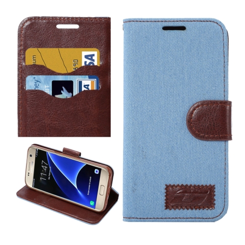 

For Galaxy S7/G930 Jeans Horizontal Flip Leather Case with Holder & Card Slots (Baby Blue)