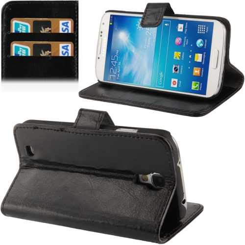 

Fine Sheepskin Texture Flip Leather Case with Credit Card Slots & Holder for Galaxy S IV / i9500(Black)