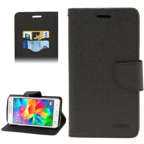 

Cross Texture Horizontal Flip Leather Case with Credit Card Slots & Holder for Galaxy Grand Prime / G530H / G5308(Black)