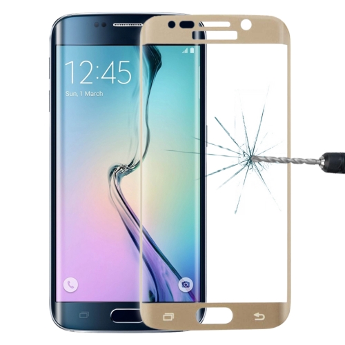 

0.3mm 9H Surface Hardness 3D Curved Surface Full Screen Cover Explosion-proof Tempered Glass Film for Galaxy S6 edge(Gold)