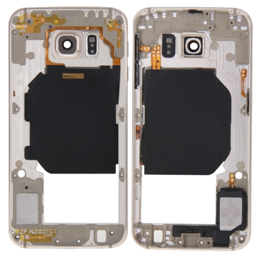 

Back Plate Housing Camera Lens Panel with Side Keys and Speaker Ringer Buzzer for Galaxy S6 / G920F(Gold)