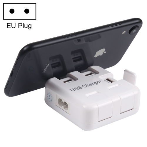 

WLX-856 5V (2.4A + 4 x 1A) 5 Ports Portable USB Charger Station with Phone Holder Function, EU Plug, Cable Length: 1m(White)