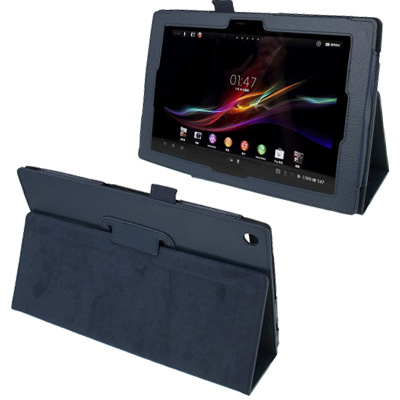 

Litchi Texture Leather Case with Holder for Sony Xperia Tablet Z / 10.1(Dark Blue)