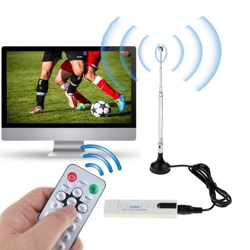 

USB 2.0 DVB-T2 Stick with Remote Control & FM Radio Function, Support MPEG-4 H.264 (AVC) & MPEG 2 Encoding(White)