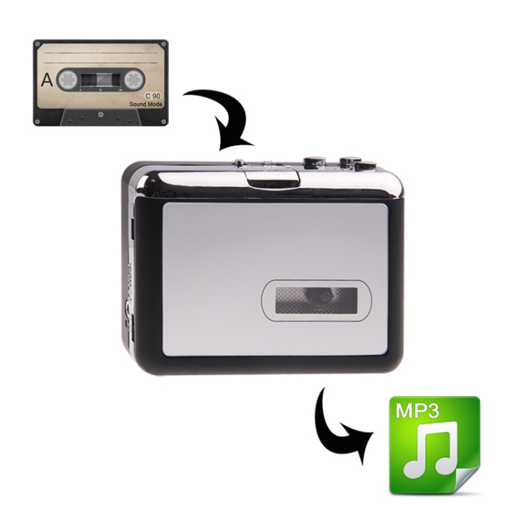 

Plug and Play TF Card/Micro SD Cassette Tape to MP3 Converter (Black + Silver)