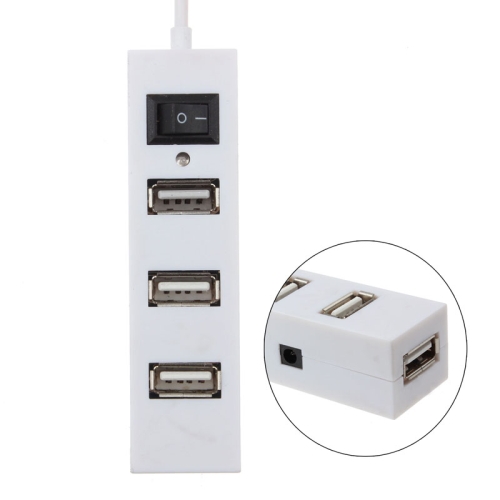 

4 Ports USB HUB 2.0 USB Splitter Adapter with Switch(White)