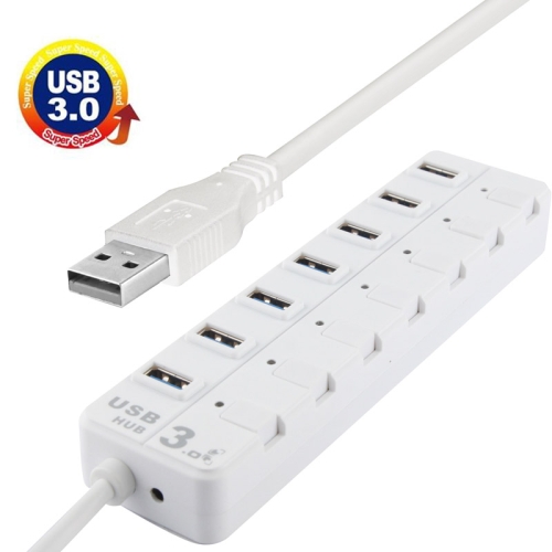 

7 Port USB 3.0 Hub with Individual Switches for each Data Transfer Ports(White)