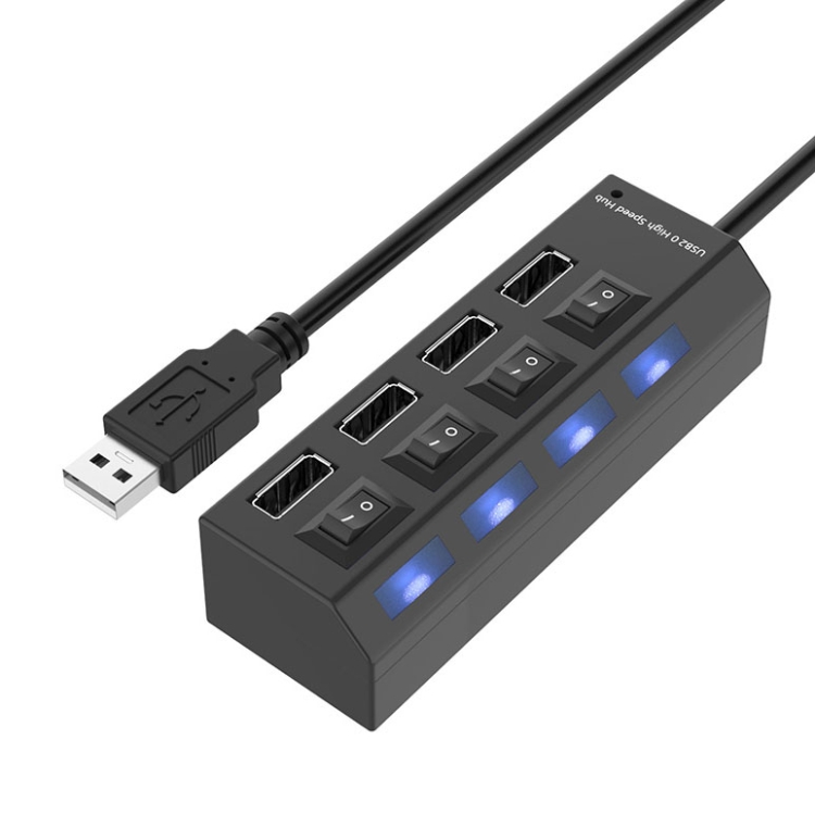 LED 4 Port USB3.0 Hub High Speed Power On//Off Button Switch for Laptop PC Mac MT
