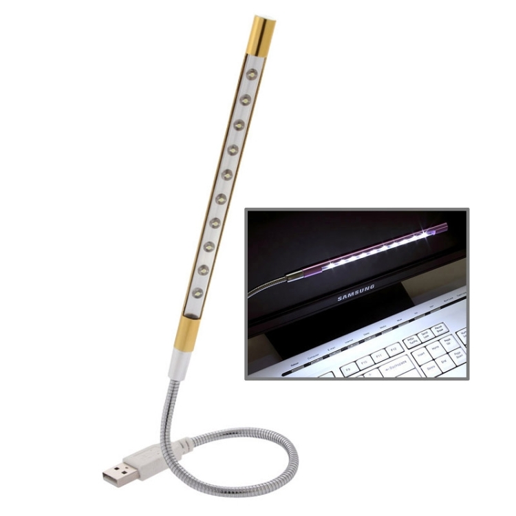 

Portable Ultra Bright USB LED Light, 10-LED (Gold)