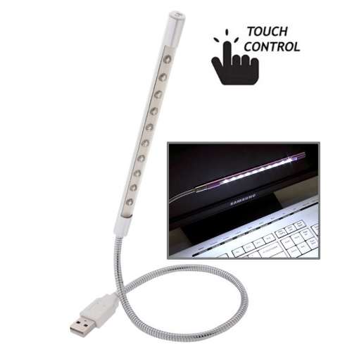 

Portable Touch Switch USB LED Light, 10-LED, 1W, White Light(Silver)