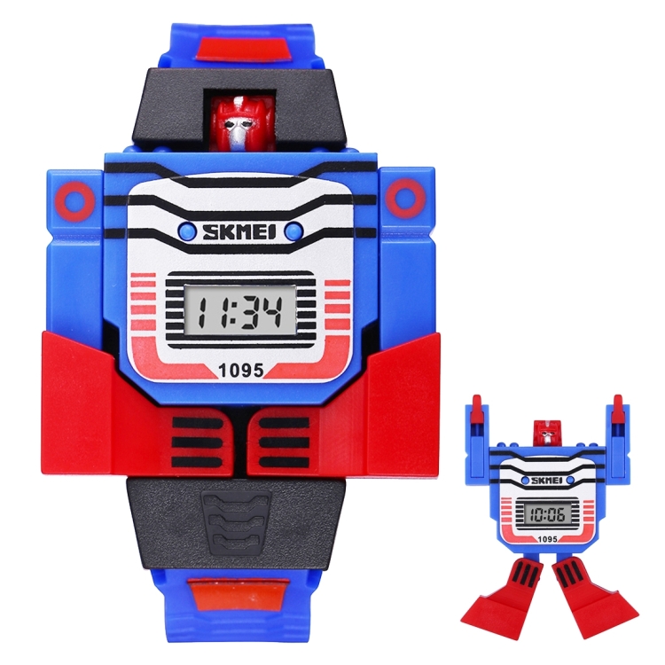 

SKMEI Transformation Toy Shape Changing Removable Dial Digital Movement Children Watch with PU Plastic Cement Band(Dark Blue)