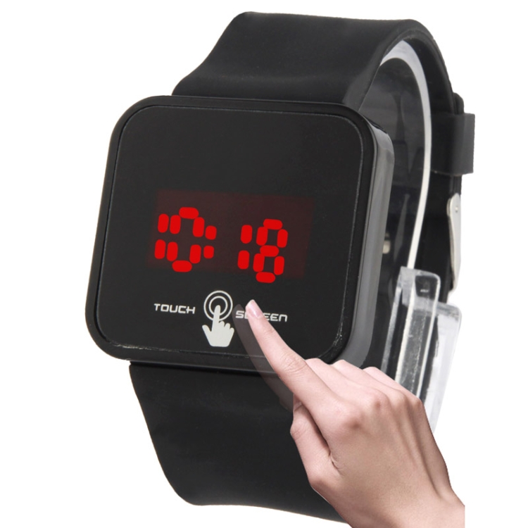 

Stylish Unisex Capacitive Touch Screen Electronic LED Watch Wristwatch Timepiece with Silicone Band(Black)