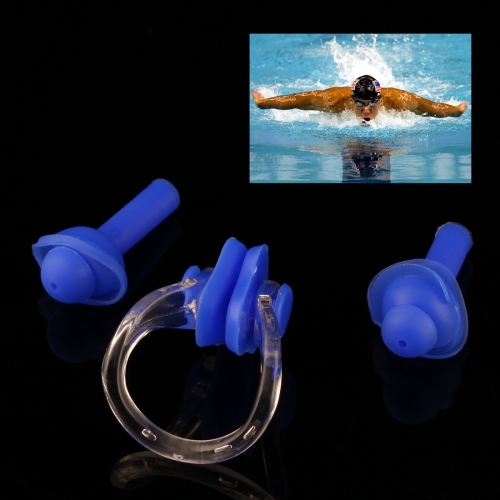 

Soft Silicone Swimming Nose Clip and Ear Plug Set Earplug(Blue)