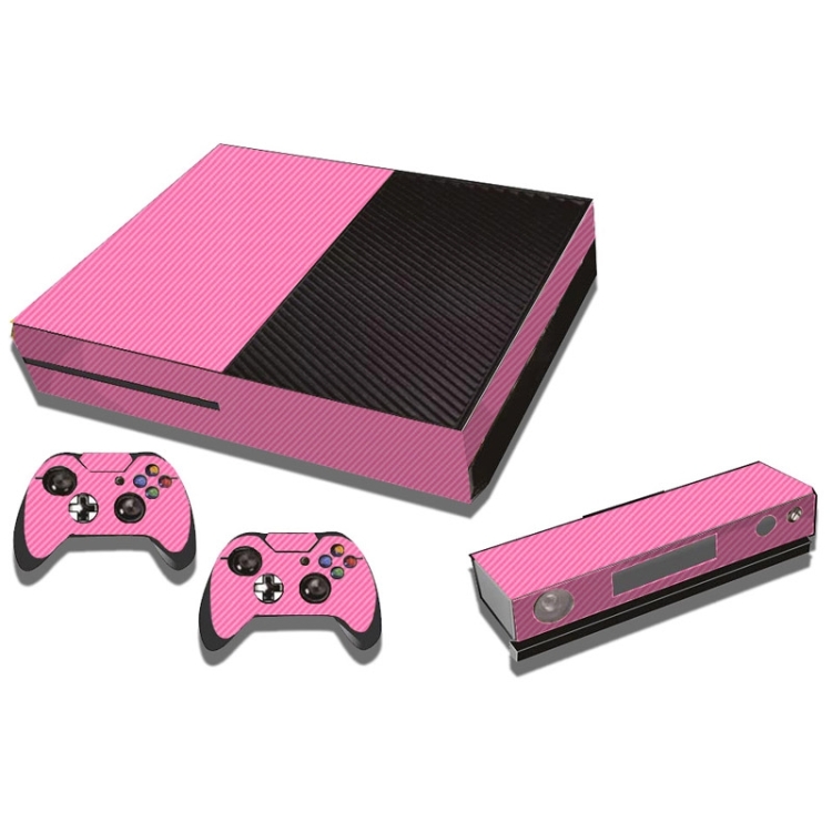 

Carbon Fiber Texture Decal Stickers for Xbox One Game Console(Pink)