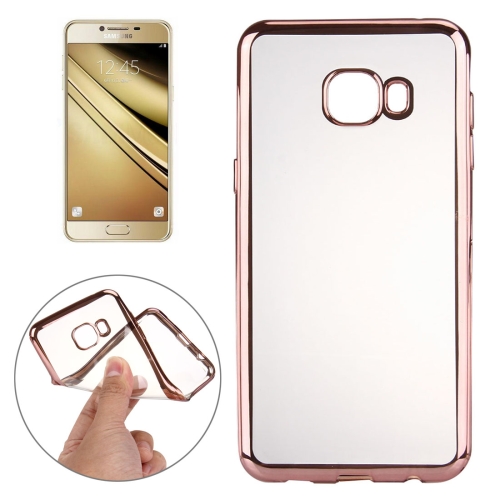 

For Galaxy C5 / C500 Electroplating Transparent Soft TPU Protective Cover Case(Rose Gold)