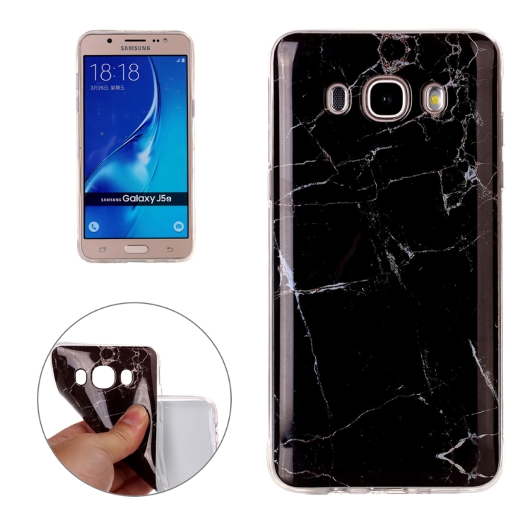 

For Galaxy J5(2016) / J510 Black Marbling Pattern Soft TPU Protective Back Cover Case