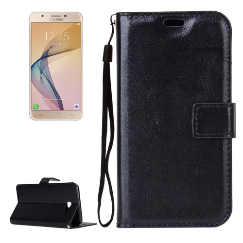 

For Galaxy J7 Prime Crazy Horse Texture Horizontal Flip PU Leather Case with Holder & Card Slots & Wallet & Photo Frame & Lanyard (Black)