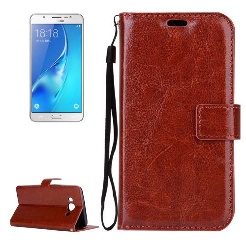 

For Galaxy J7 (2016) / J710 Crazy Horse Texture Horizontal Flip PU Leather Case with Holder & Card Slots & Wallet & Photo Frame & Lanyard (Brown)