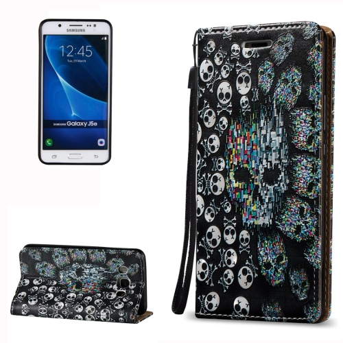 

For Galaxy J5 (2016) / J510 3D Relief Skull Pattern Horizontal Flip Leather Case with Holder & Card Slots & Lanyard