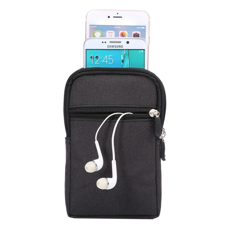 

Universal Jeans Leisure Style Leather Case / Waist Bag for Galaxy S9+ & S8+ & Note 8 & S7 Edge / iPhone X & 7 & 7 Plus & 6 Plus & 6s Plus / Huawei Mate 8, Size:18.0 x 11.0 x 2.5cm(Black)