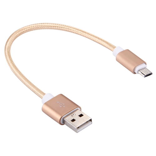 

20cm 2A Woven Style Metal Head Micro USB to USB V8 Data / Charger Cable, For Samsung / Huawei / Xiaomi / Meizu / LG / HTC and Other Smartphones(Gold)