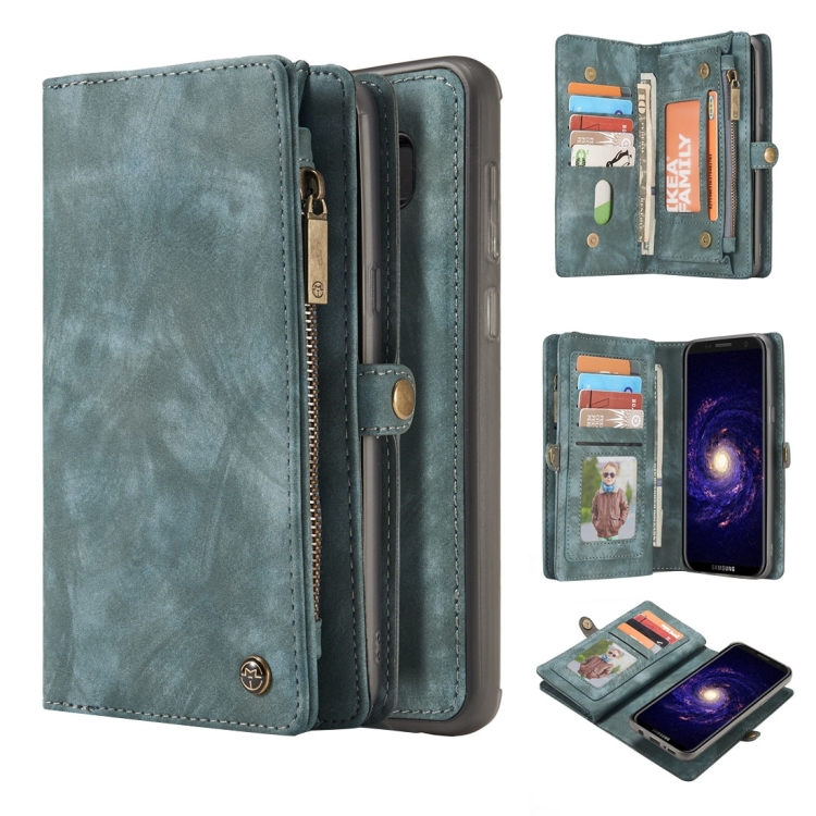 

For Galaxy S8 Crazy Horse Texture Horizontal Flip Detachable Back Cover Leather Case with Card Slots & Wallet & Photo Frame(Blue)