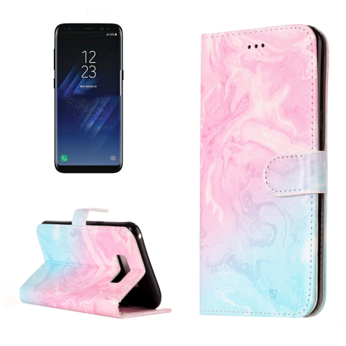 

For Galaxy S8 Pink Green Marble Pattern Horizontal Flip Leather Protective Case with Holder & Card Slots & Wallet