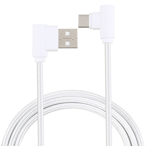 

1.2m 2A 90 Copper Wires Woven Elbow USB-C / Type-C 3.1 to USB 2.0 Data / Charger Cable, For Galaxy S8 & S8 + / LG G6 / Huawei P10 & P10 Plus / Xiaomi Mi6 & Max 2 and other Smartphones(White)