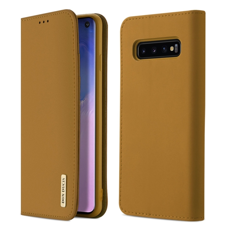 

DUX DUCIS WISH Series TPU + PU + Leather Case for Galaxy S10, with Card Slots & Wallet (Khaki)