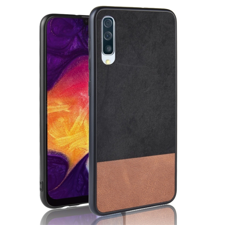 

Shockproof Color Matching Denim PC + PU + TPU Protective Case for Galaxy A50 (Black)