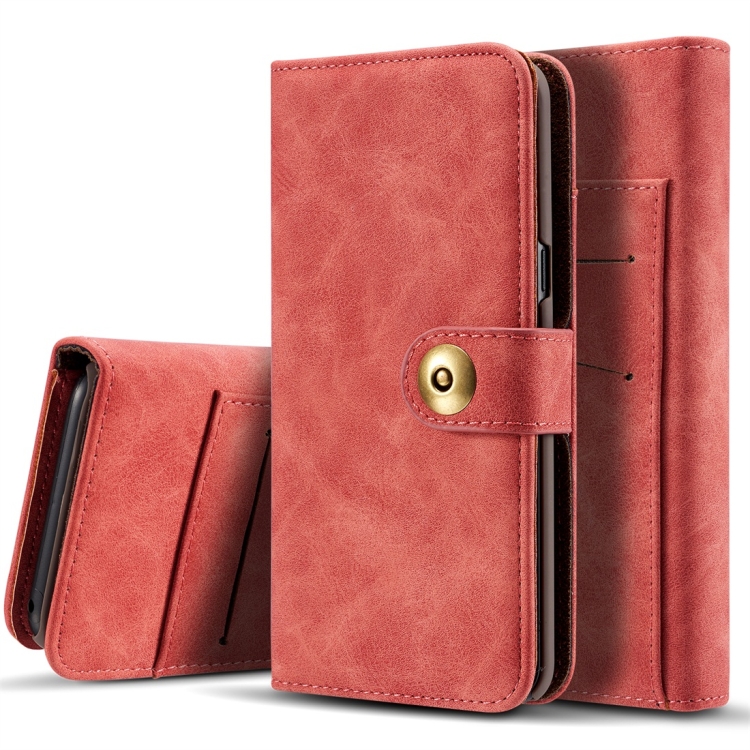 

Retro Magnetic Detachable Horizontal Flip Leather Case for Galaxy S10, with Card Slots & Wallet & Photo Frame (Red)