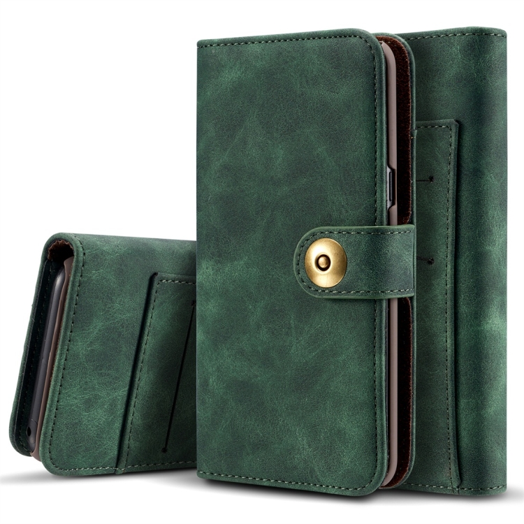 

Retro Magnetic Detachable Horizontal Flip Leather Case for Galaxy S10 Plus, with Card Slots & Wallet & Photo Frame (Green)