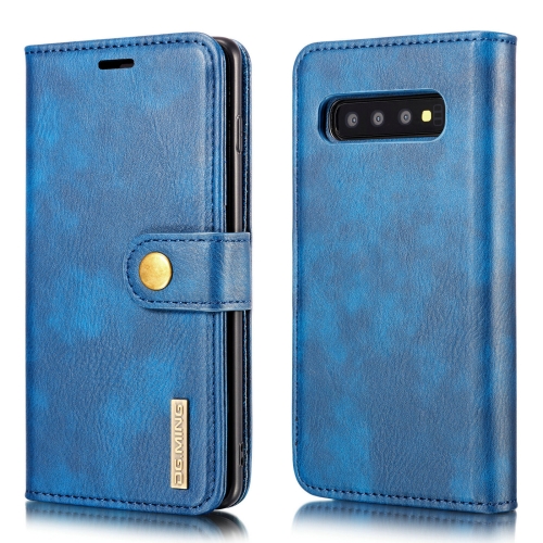 

DG.MING Crazy Horse Texture Flip Detachable Magnetic Leather Case for Samsung Galaxy S10 E, with Holder & Card Slots & Wallet(Blue)