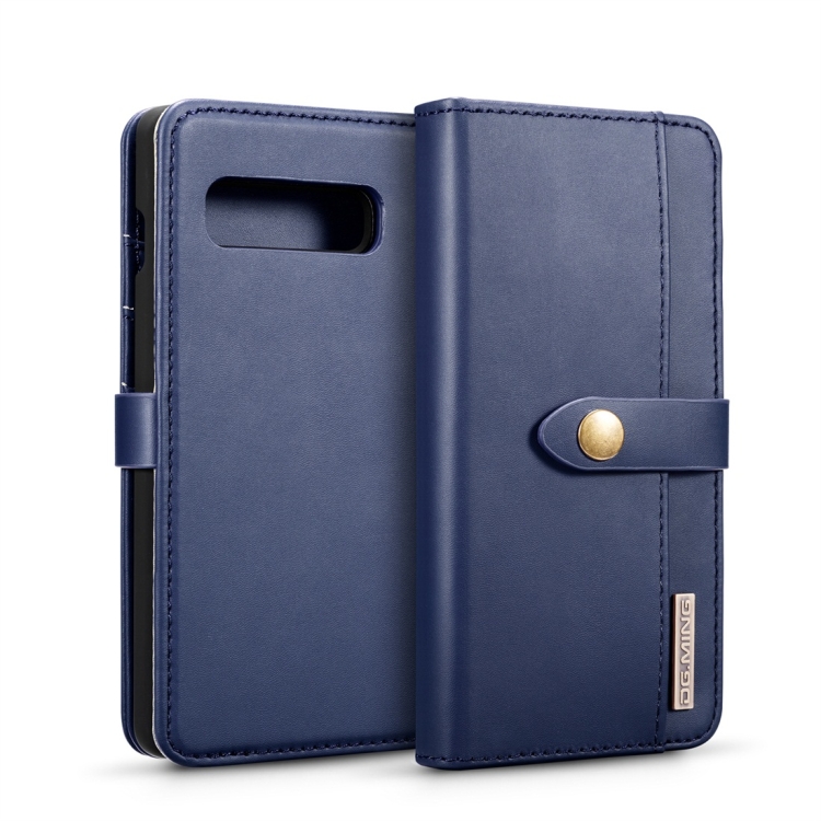 

DG.MING Lambskin Detachable Horizontal Flip Magnetic Case for Galaxy S10, with Holder & Card Slots & Wallet (Blue)