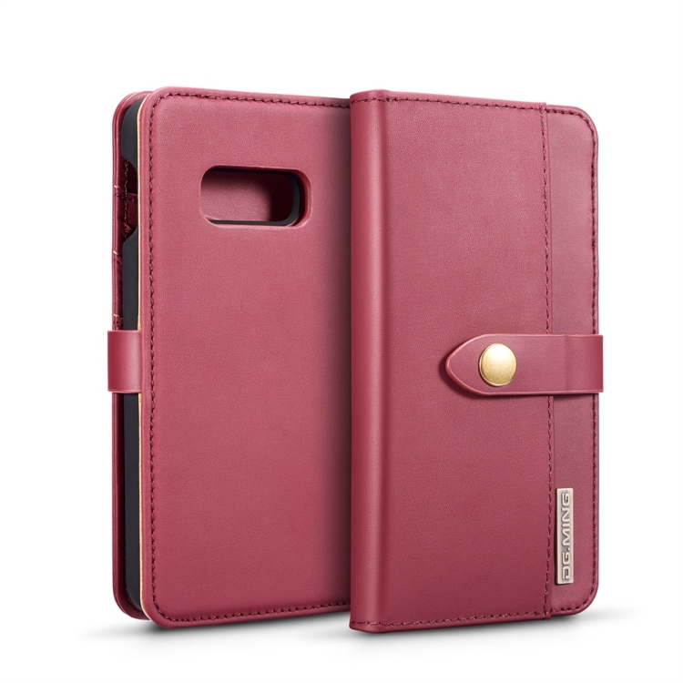 

DG.MING Lambskin Detachable Horizontal Flip Magnetic Case for Galaxy S10 E, with Holder & Card Slots & Wallet(Red)