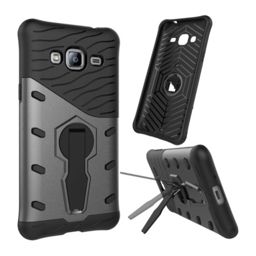 

For Galaxy J3 (2016) / J310 Shock-Resistant 360 Degree Spin Tough Armor TPU+PC Combination Case with Holder(Black)