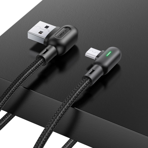 

USAMS US-SJ458 U57 USB to Micro USB Double Elbow Colorful Lamp Charging Cable, Length: 1.2m(Black)
